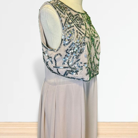 ASOS Mauve Pink / Purple Chiffon Side Slit Gown w/ Silver Sequin Embellishments - Picture 13 of 16